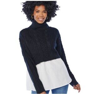 Vigoss Cable Mock Neck Sweater with Shirting / Size XL